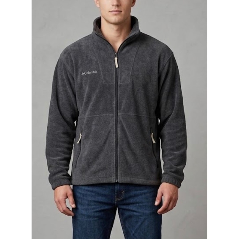 Columbia Sportswear Mens XL Full Zip Fleece Jacket Charcoal Gray Outdoor Layer